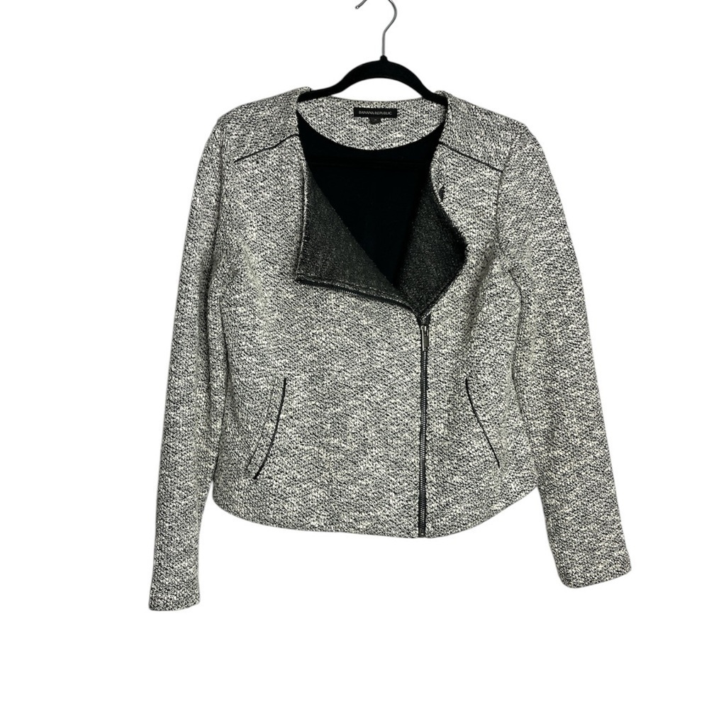 Banana Republic Asymmetrical Tweed Moto Long Sleeve Jacket, size 6